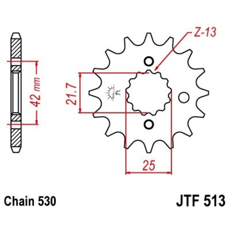 PION JT 513 de acero con 15 dientes CON GOMA